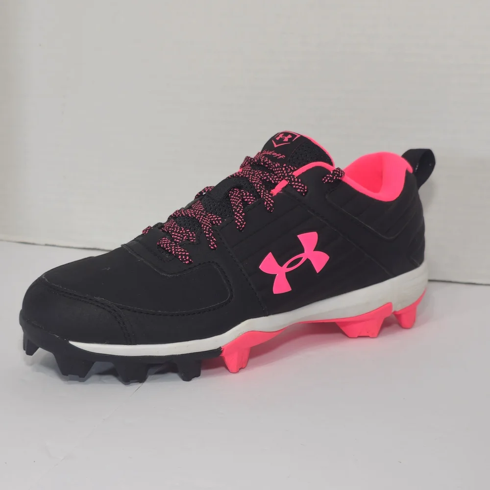 Under Armour Black and Pink Cleats Womens Sz 5.5Y Baseboll - Picture 1 of 12